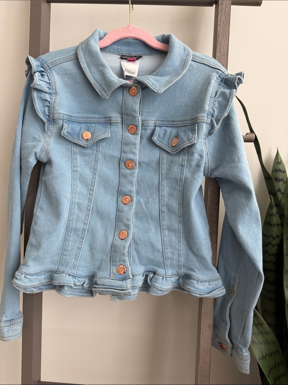 Vince Camuto Light Blue Girls' Ruffle Denim Jacket